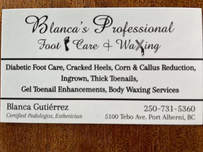 Blanca's foot care